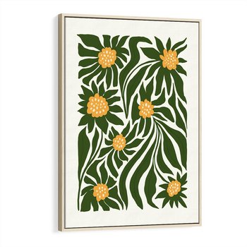 Obraz w ramie 70x100 - Spojrzenie wgłąb roślinnego świata - abstrakcyjne kwiaty, kompozycja - rama drewno