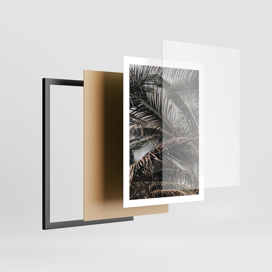 Plakat w ramie 50x70 - Liściaste Palmy - palmy, drzewa palmowe - rama czarna