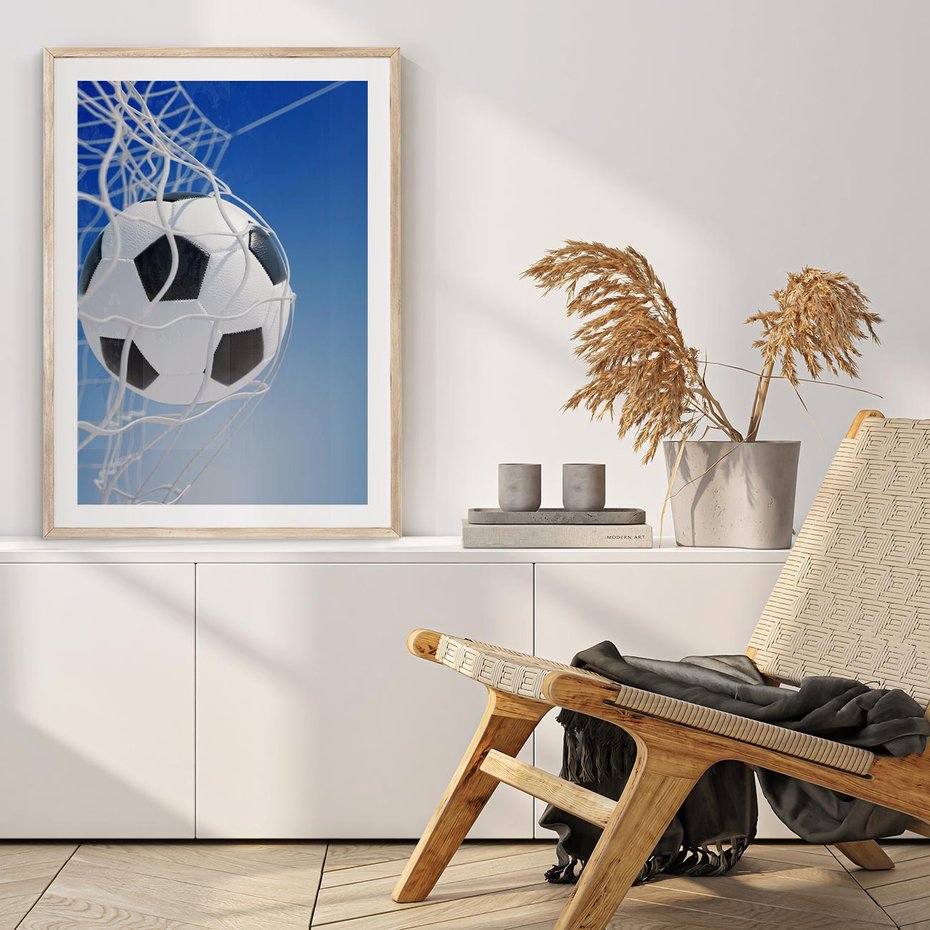 Plakat w ramie 50x70 - Pasja na Plaży - piłka, siatka - rama drewno