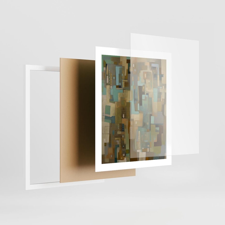 Plakat w ramie 40x50 - Kolorowe Wyobrażenia - abstrakcyjny obraz, mnogość kolorów - rama biała