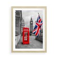Plakat w ramie 50x70 - Londyńska Budka przy Big Benie - Londyn, budka - rama drewno
