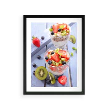 Plakat w ramie 40x50 - Świeżość i Zdrowie - sałatka, owoce - rama czarna