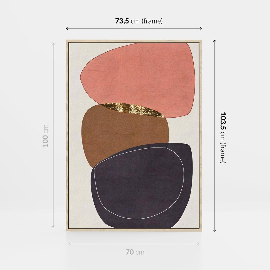 Obraz w ramie 70x100 - Rozkwitające Przenikające Formy - abstrakcyjny obraz, geometryczne formy - rama drewno