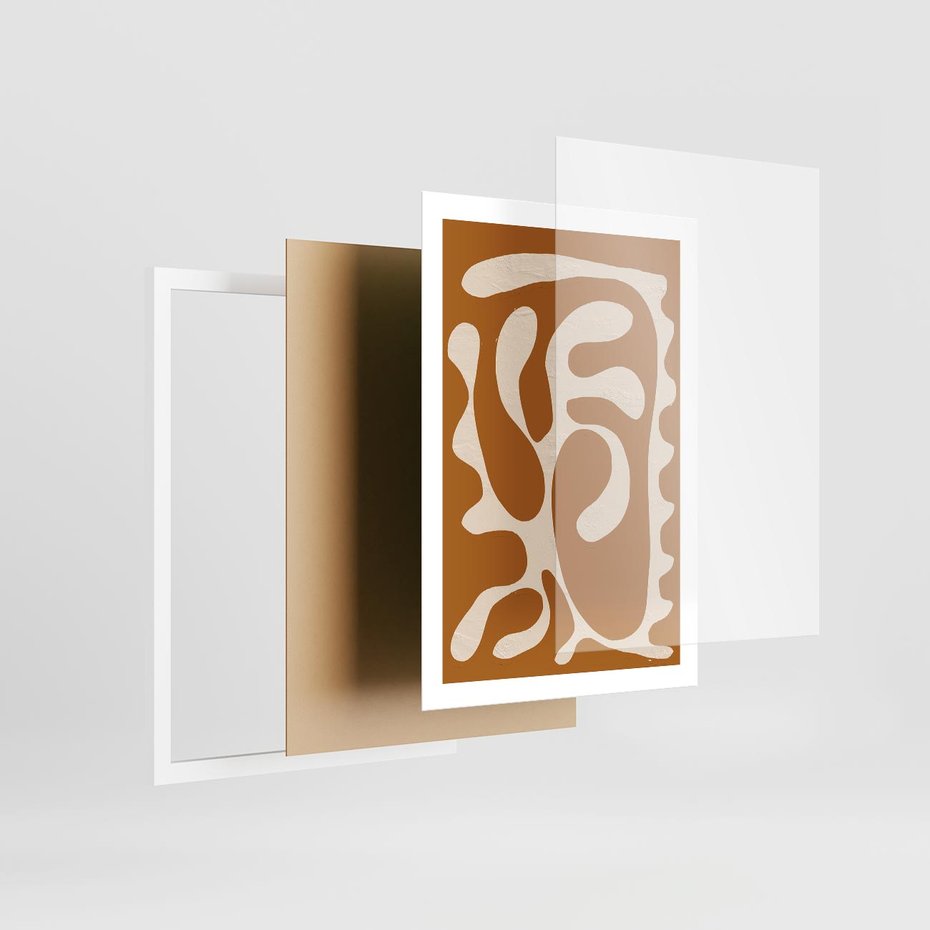 Plakat w ramie 50x70 - Wnętrza Akwarelowej Wyobraźni - abstrakcyjny obraz, plakat - rama biała