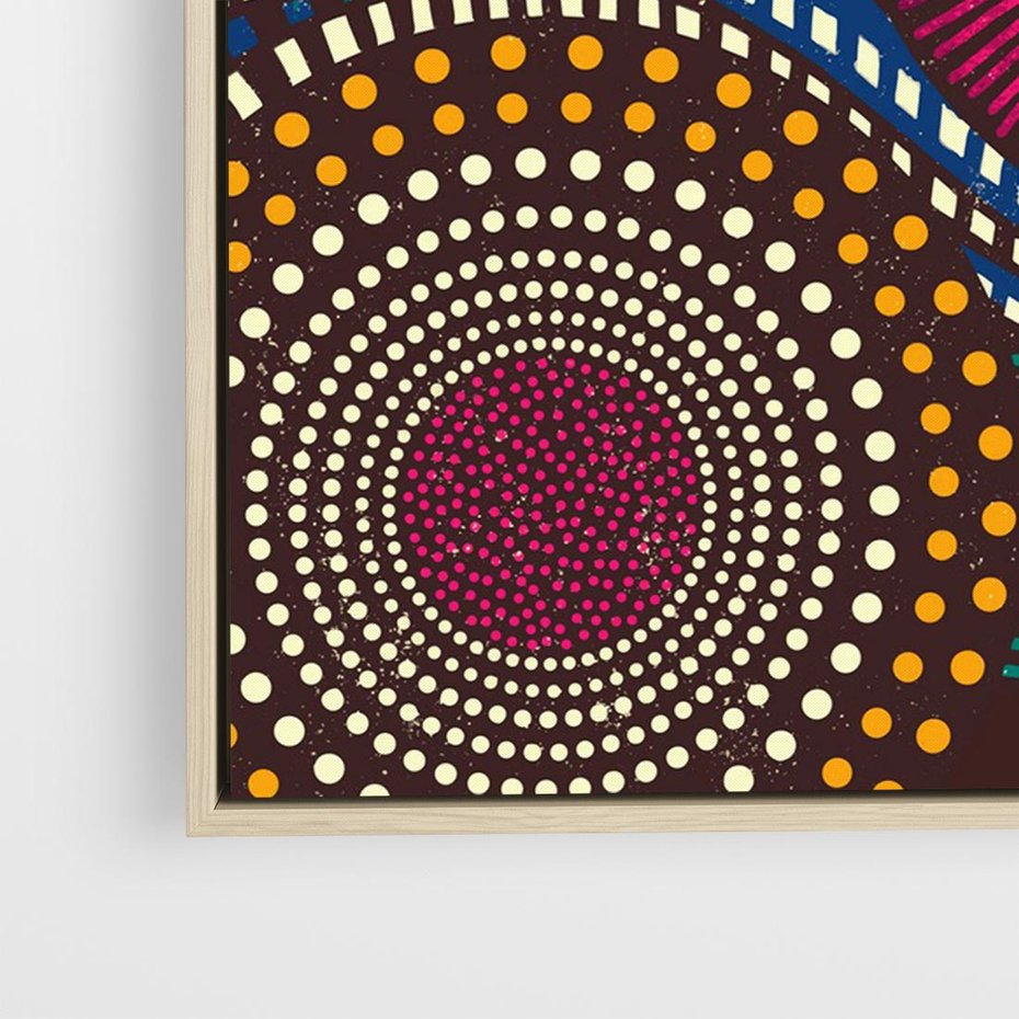 Obraz w ramie 70x50 - Energia Wzorców - enticzne wzory, kształty - rama drewno