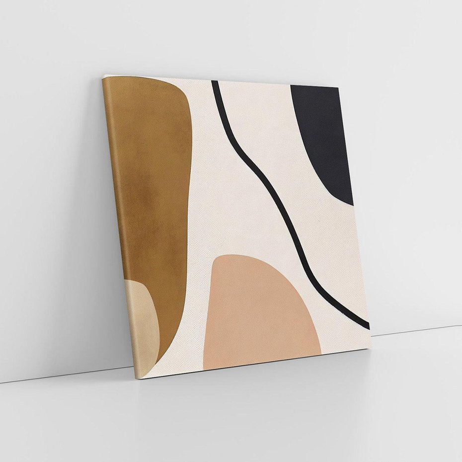 Obraz na płótnie 40x40 - Harmonia chaosu i porządku - abstrakcyjne kształty, kolory beżu i brązu