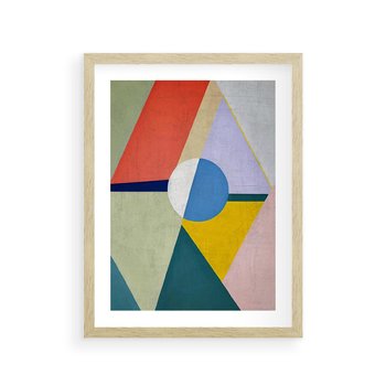 Plakat w ramie 50x70 - Taniec Subtelnych Odbić - abstrakcyjne geometryczne kształty, olejny obraz - rama drewno