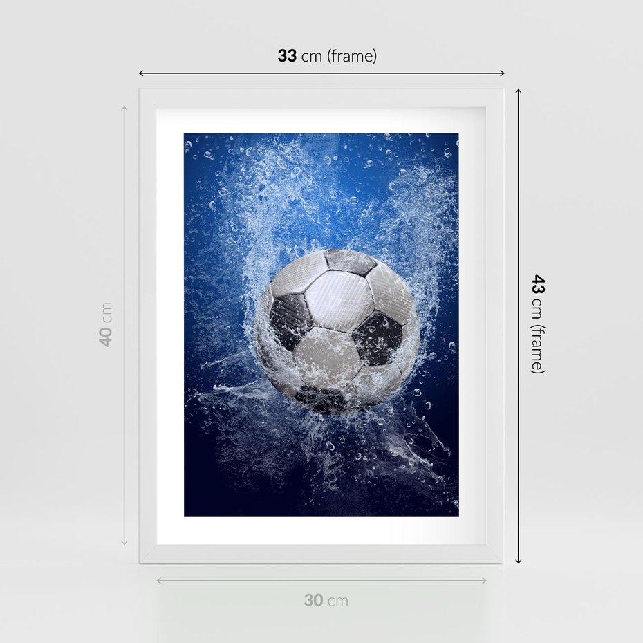 Plakat w ramie 30x40 - Młodzieżowy Zapał - piłka, młodzieżowy - rama biała