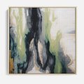 Obraz w ramie 50x50 - Sfumowane zmysły artysty - rozmyte kolory, zieleń - rama drewno