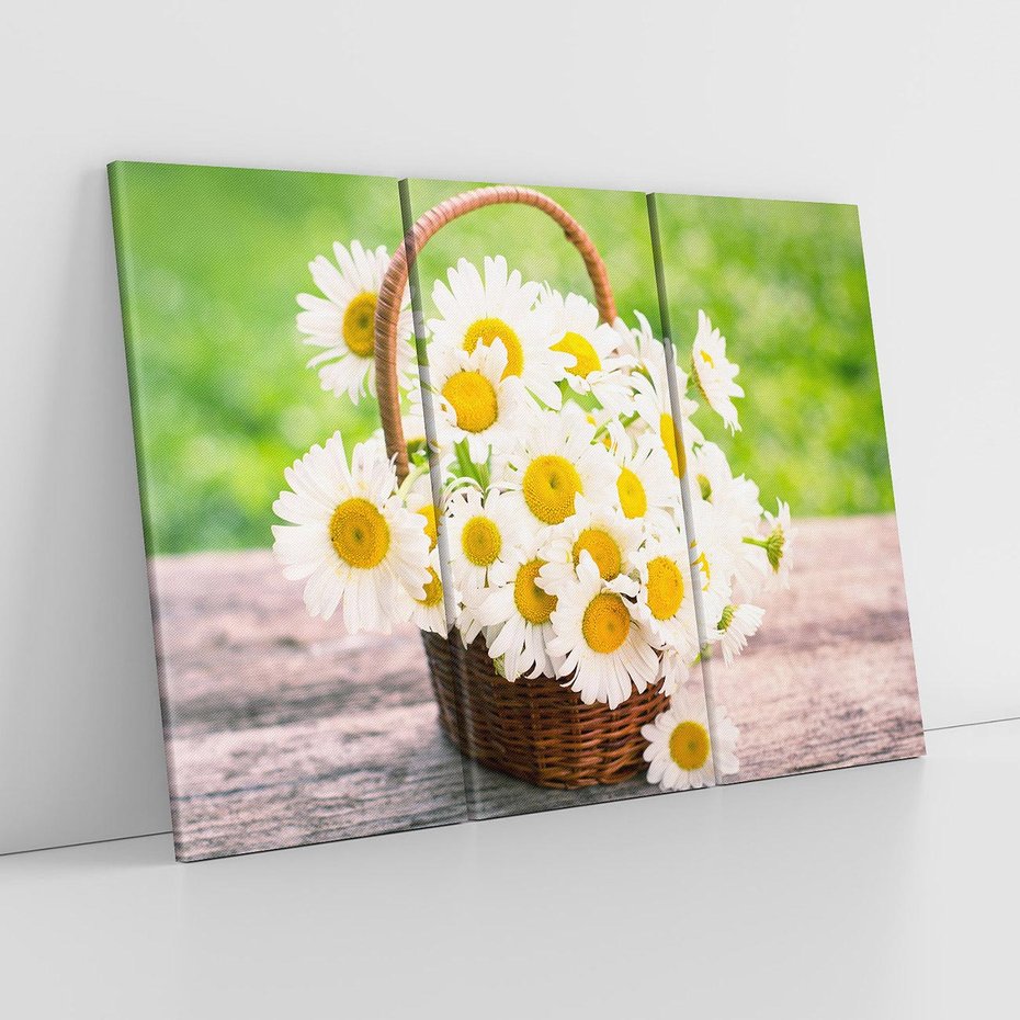 Obraz na płótnie 120x80 - Koszyk pełen kwiatów - koszyk, kwiaty