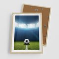 Plakat w ramie 50x70 - Piłka w drodze do gola - piłka, gol - rama drewno