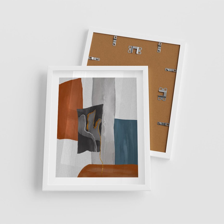 Plakat w ramie 40x50 - Nowoczesna geometria - nowoczesny, geometryczny - rama biała