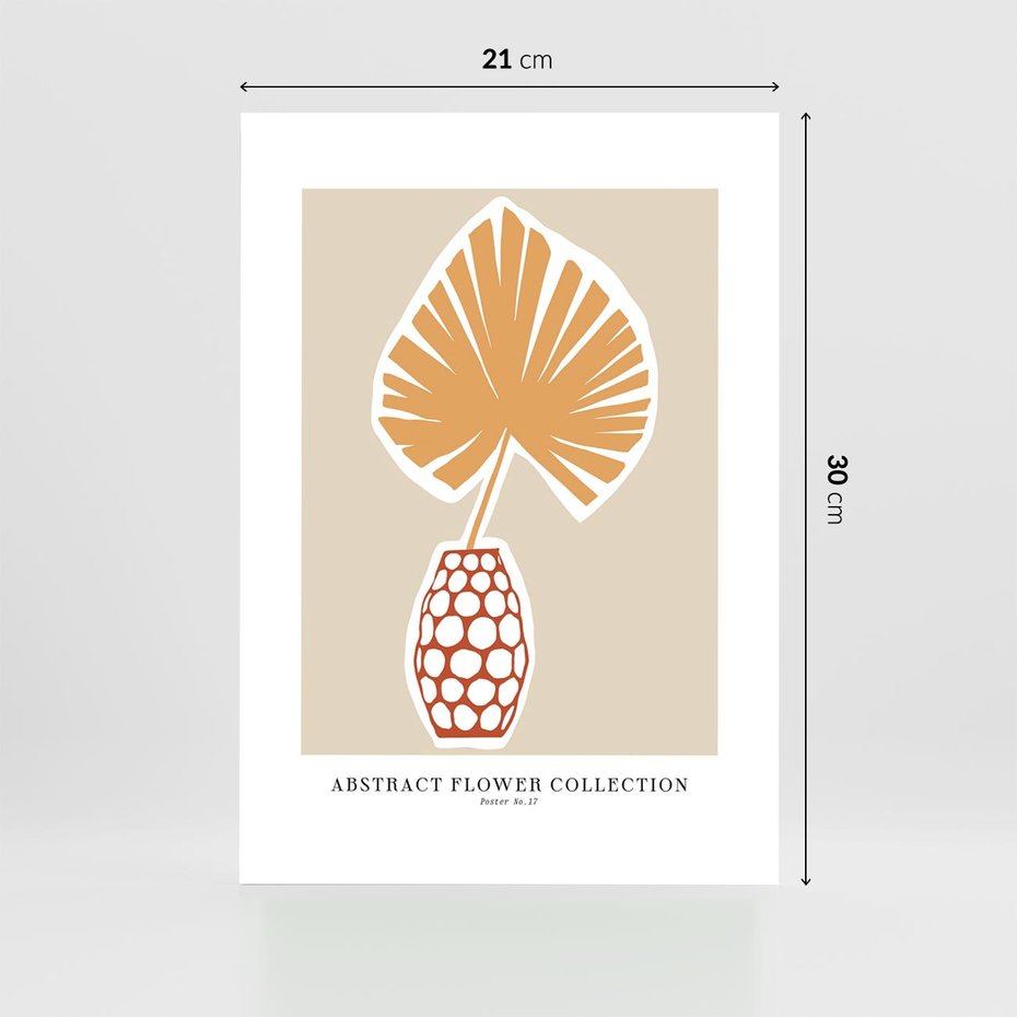 Plakat bez ramy 21x30 - Kwiatowa Kreatywność - tropikalny liść w wazonie, typografia