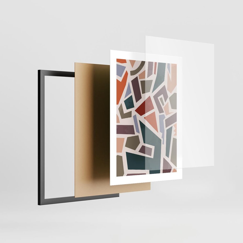 Plakat w ramie 30x40 - Modernistyczna Transcendencja - geometryczne kształty, mozaika - rama czarna