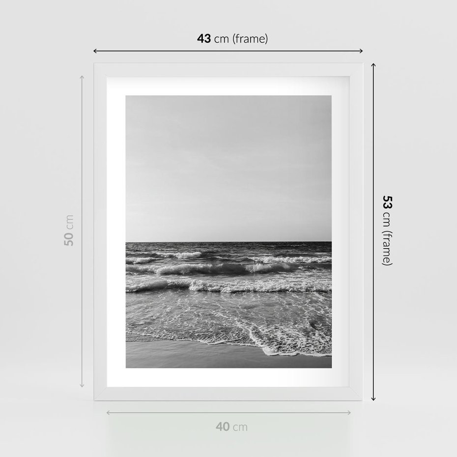 Plakat w ramie 40x50 - Słuchaj Śpiewu Fal - morze, fale - rama biała