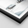 Plakat w ramie 40x50 - Zima w Domkach: Urok Śnieżnej Scenerii - domki w śnieżnym krajobrazie - rama czarna