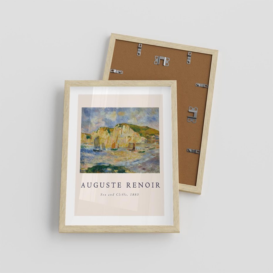 Plakat w ramie 30x40 - Plakat z Reprodukcją A. Renoira - Auguste Renoir, Morze i klify - rama drewno
