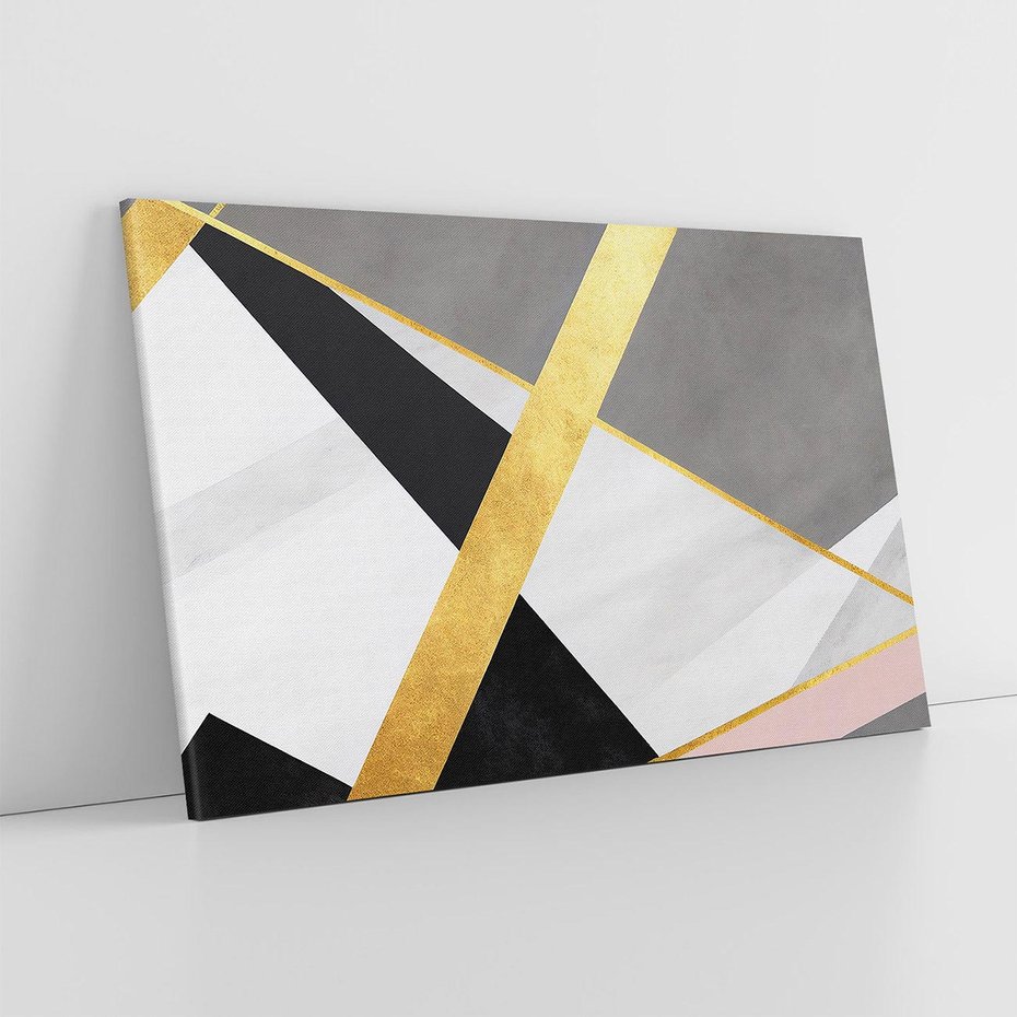 Obraz na płótnie 100x70 - Pudrowe Abstrakcyjne Lustra - złote abstrakcyjne linie, szarość