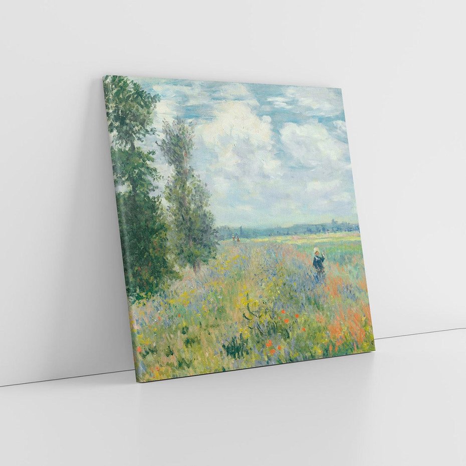 Obraz na płótnie 60x60 - Pola makowe w okolicach Argenteuil (1875), Claude Monet - Reprodukcja - reprodukcja, obraz na płótnie