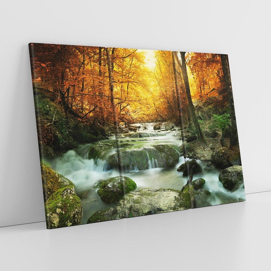 Obraz na płótnie 120x80 - Siła Natury: Strumień w Lesie - strumień, las