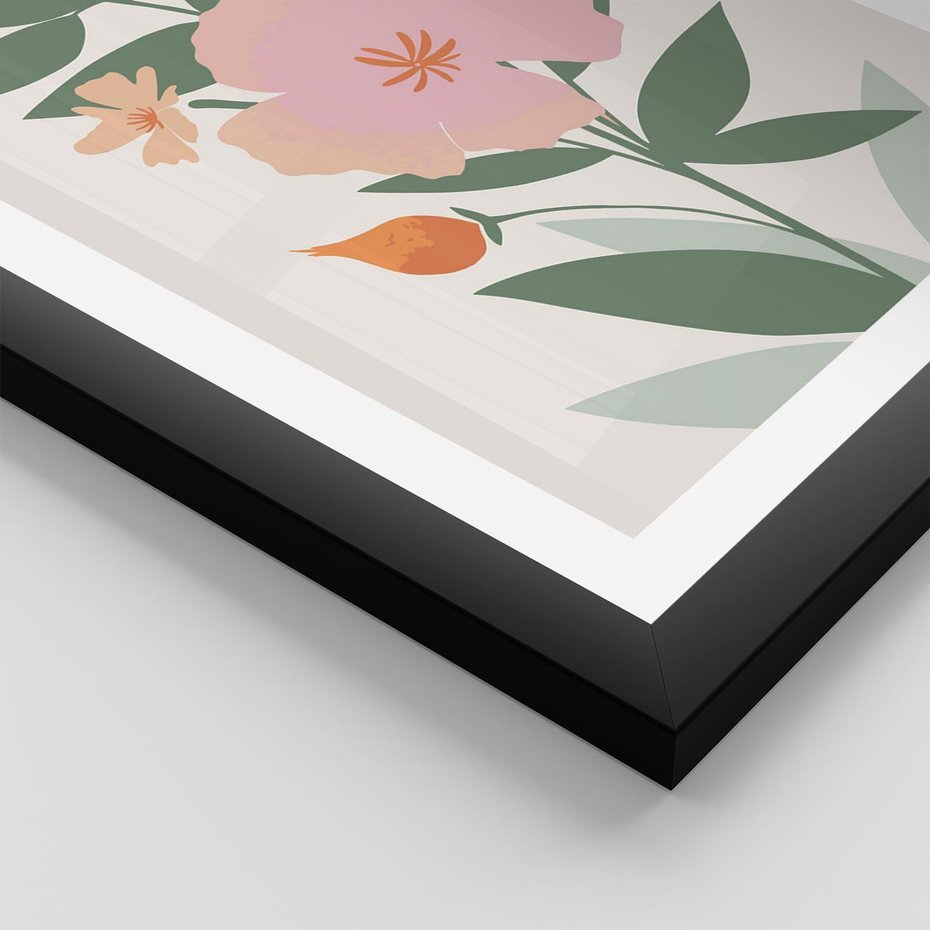 Plakat w ramie 30x40 - Kwiatowe Nastroje - kwiat, sztuka nowoczesna - rama czarna