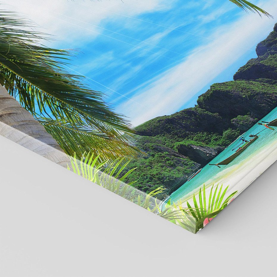 Obraz na płótnie 80x80 - Palmy tańczące na tropikalnej plaży - palmy, plaża