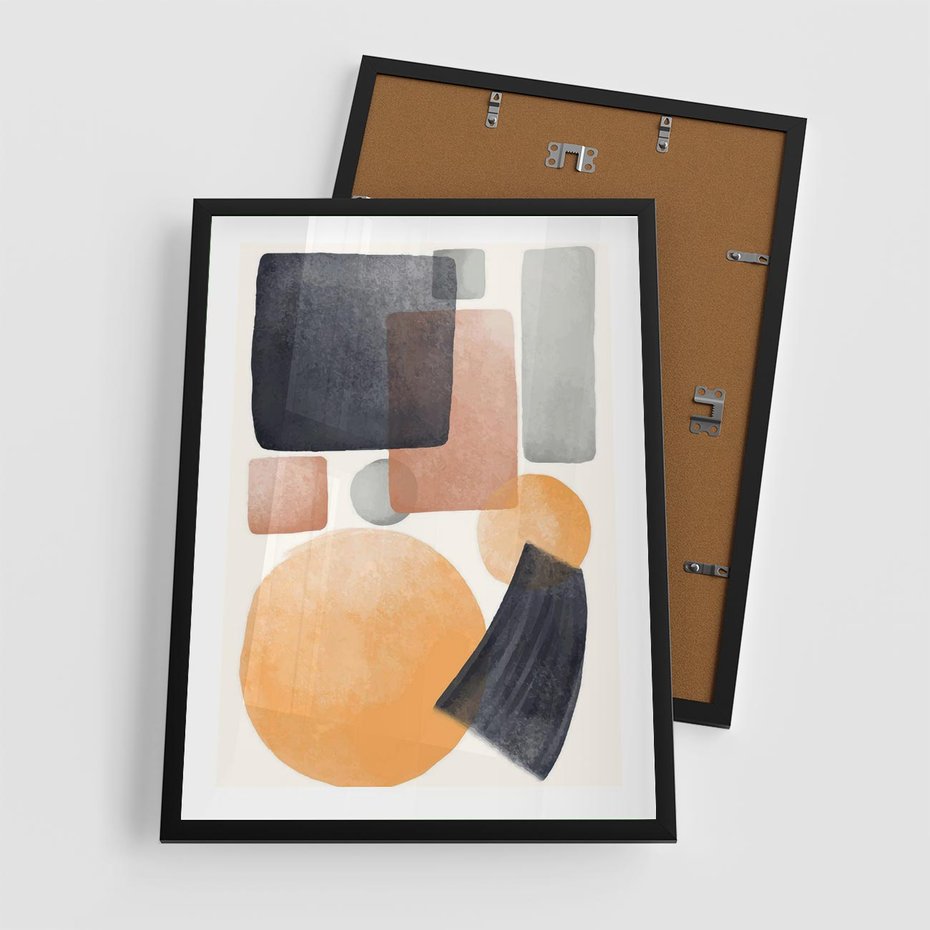 Plakat w ramie 50x70 - Geometria w Abstrakcji - abstrakcja, proste formy - rama czarna