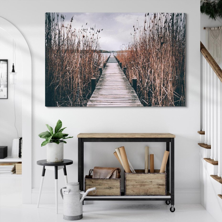 Obraz na płótnie 70x50 - Mglisty krajobraz - pomost, morze