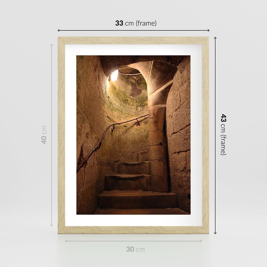 Plakat w ramie 30x40 - Perspektywa uliczki - uliczka, perspektywa - rama drewno