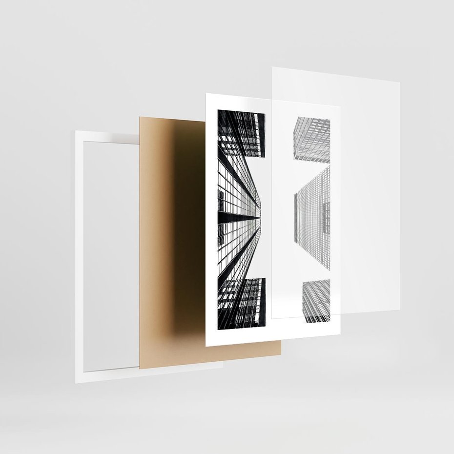 Plakat w ramie 30x40 - Architektoniczna Symetria - architektura, wysoki wieżowiec - rama biała