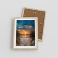 Plakat w ramie 30x40 - Magia zachodu słońca na plaży - zachód, słońca - rama drewno