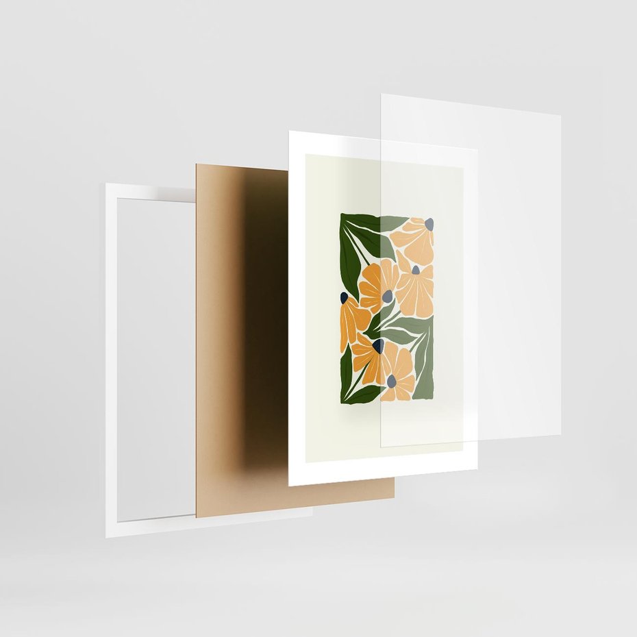 Plakat w ramie 30x40 - Świetliste Kwiaty Natury - kwiaty, nowoczesna grafika - rama biała