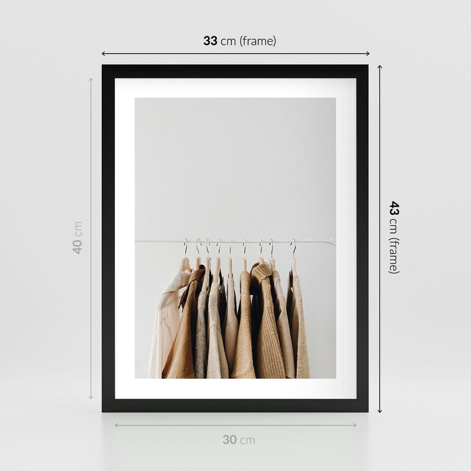 Plakat w ramie 30x40 - Boho Elegancja - boho kobiece zdjęcie, wieszak - rama czarna