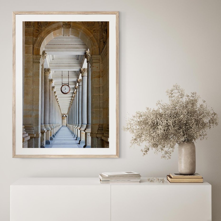 Plakat w ramie 50x70 - Kolumny Czasu - architektura, kolumny - rama drewno