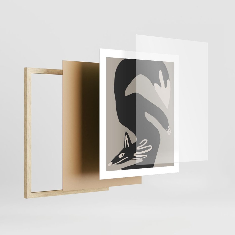 Plakat w ramie 40x50 - Ekspresja Skandynawskiego Światła - skandynawska sztuka, lis - rama drewno