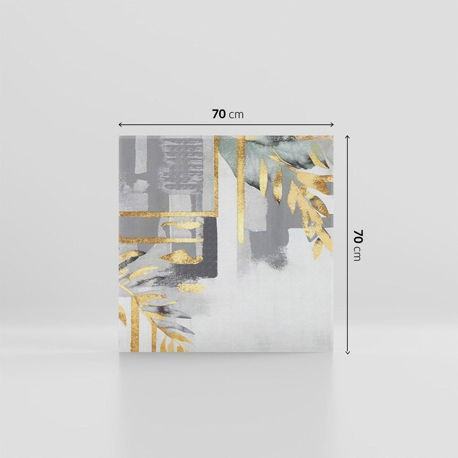 Obraz na płótnie 70x70 - Złote Palmy w Stylu Modern - geometryczne złote linie, szare tło