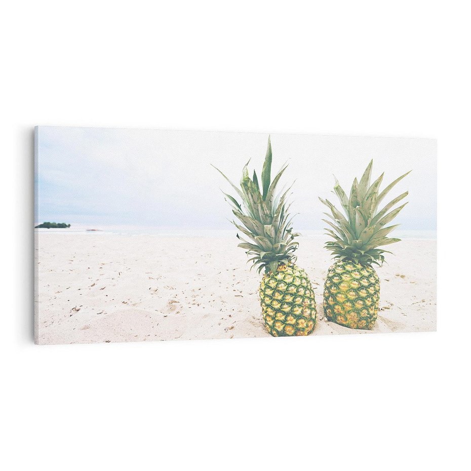 Obraz na płótnie 100x50 - Ananasy Plażowy Raj - ananasy, plaża