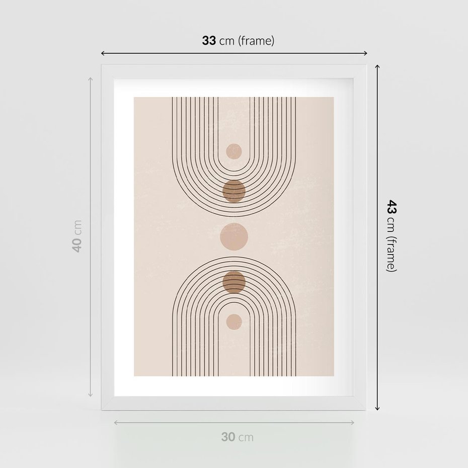 Plakat w ramie 30x40 - Zgeometryzowane Wizje - boho plakat, minimalizm - rama biała