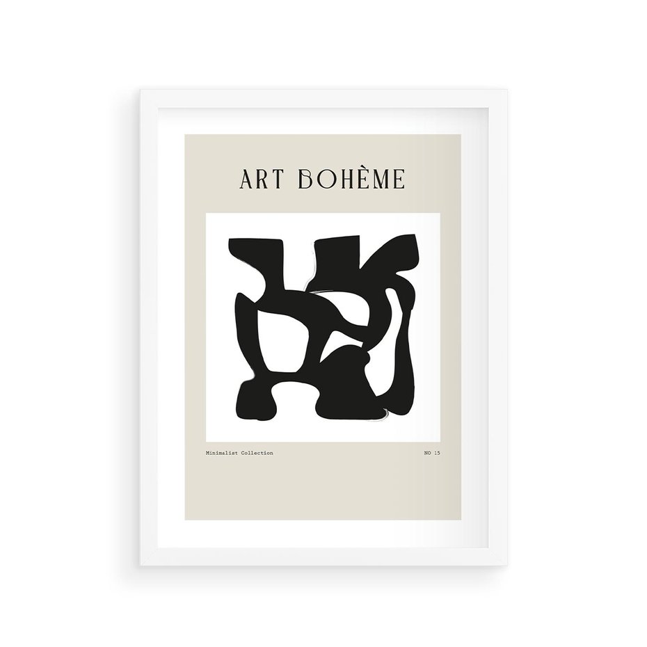 Plakat w ramie 30x40 - Boho Szepty - boho plakat, minimalizm - rama biała