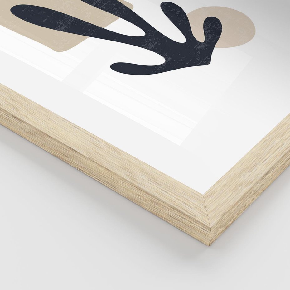 Plakat w ramie 50x70 - Granatowa Odsłona - minimalistyczna nowczesna grafika, styl matisse - rama drewno