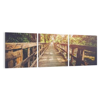Obraz na płótnie 120x40 - Optyczne wrażenie na drewnianym moście - most, drewniany