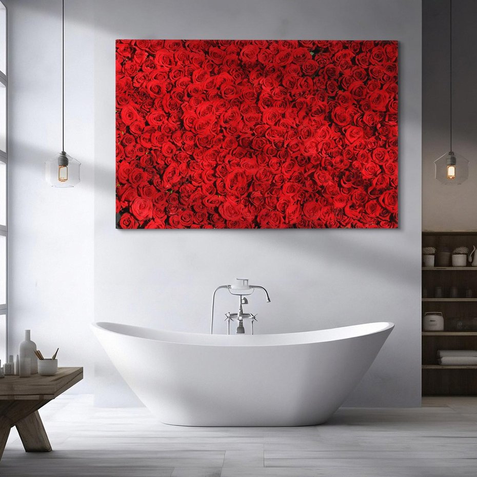 Obraz na płótnie 120x80 - Czerwona Pasja - czerwone, róże