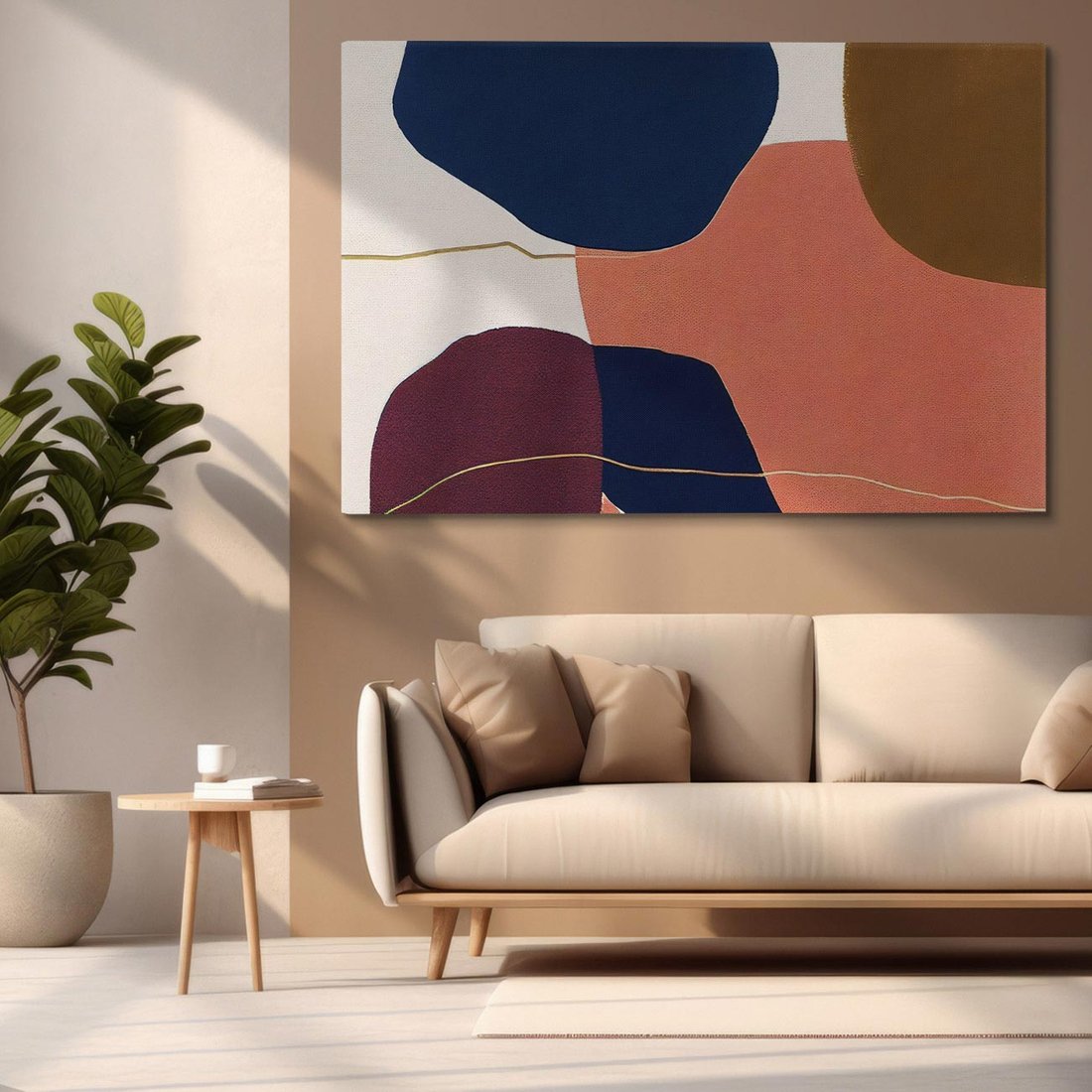 Obraz na płótnie 70x50 - Abstrakt Marsala - nieregularne plamy, kształty
