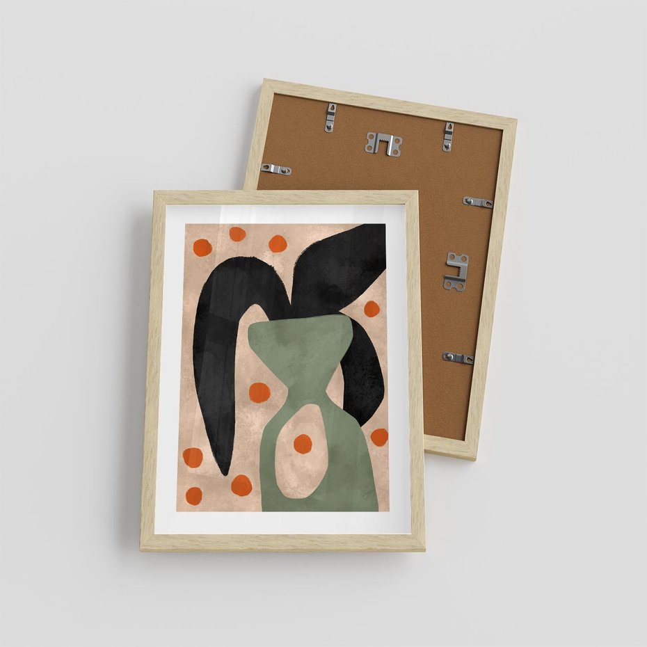 Plakat w ramie 30x40 - Impresje Boho - abstrakcyjny obraz, plakat - rama drewno