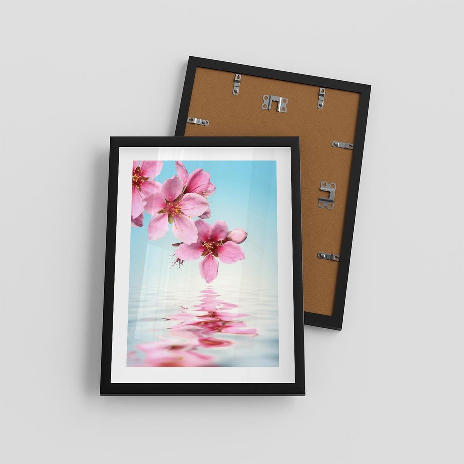 Plakat w ramie 30x40 - Magia kwitnącej wiśni - kwitnąca, wiśnia - rama czarna