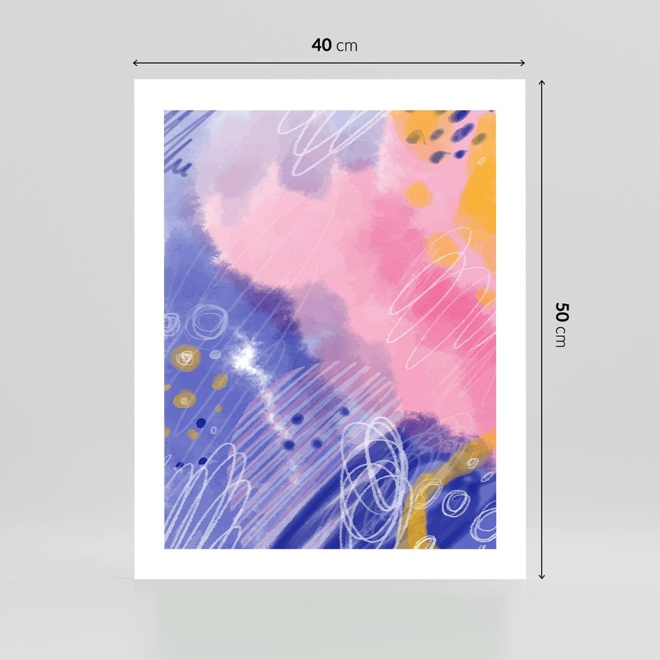 Plakat bez ramy 40x50 - Migocące Granice Kształtów - abstrakcyjny plakat, pastelowe kolory
