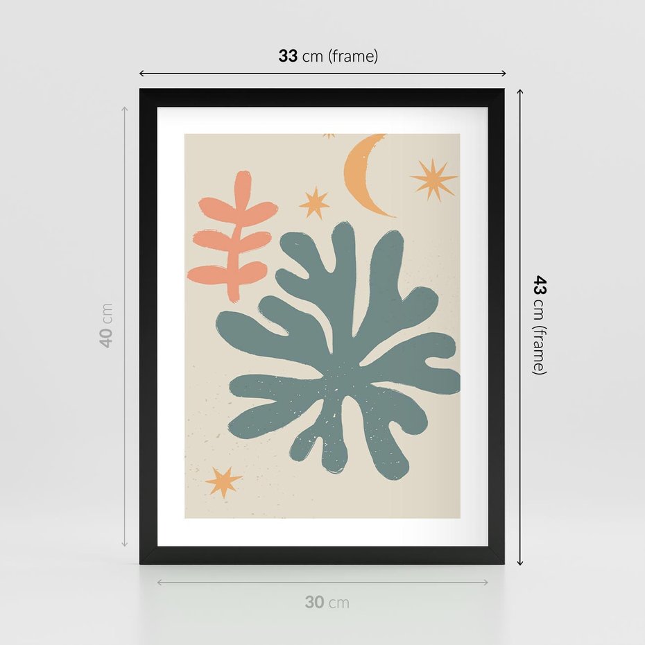 Plakat w ramie 30x40 - Rozbłysk Emanacji - boho formy, kształty - rama czarna