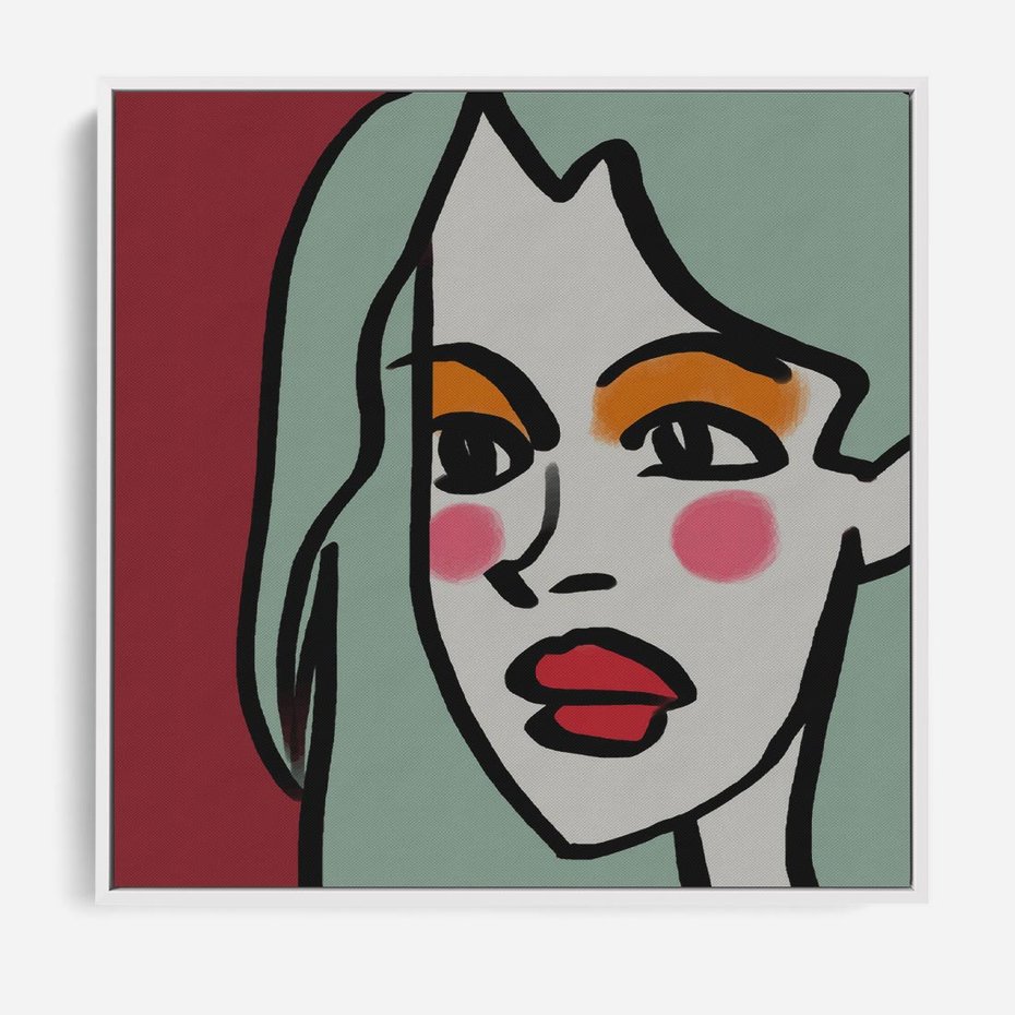 Obraz w ramie 50x50 - Ekspresja Linii - nowoczesny plakat, mocna linie - rama biała