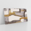 Obraz na płótnie 140x70 - Szaro-złote Wibracje - abstrakcyjne kształty, szerokie linie