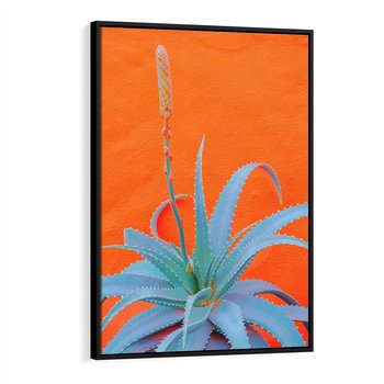 Obraz w ramie 70x100 - Naturalna Harmonia - kaktusy, liście - rama czarna